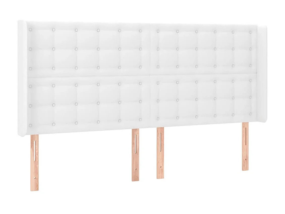 Tête de lit avec oreilles Blanc 163x16x118/128 cm Similicuir POI62842 BonneVie Meuble