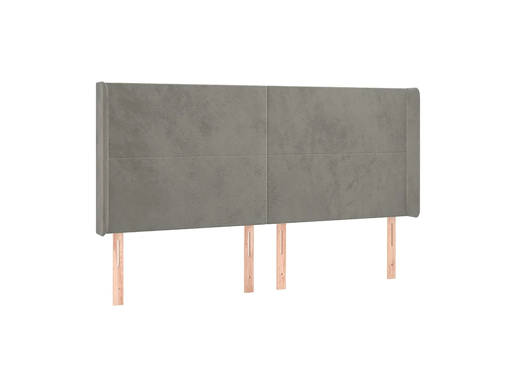 Tête de lit avec oreilles Gris clair 183x16x118/128 cm Velours POI93544 BonneVie Meuble