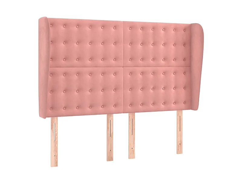 Kopfteil,Bettkopfteil mit Ohren Rosa 147x23x118/128 cm Samt -gkd77396