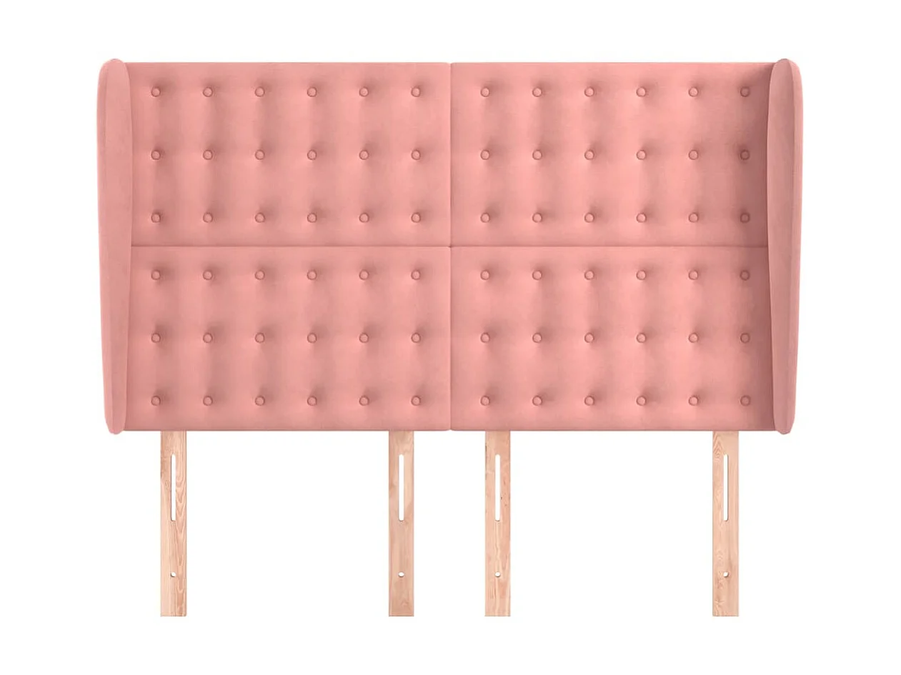 Kopfteil,Bettkopfteil mit Ohren Rosa 147x23x118/128 cm Samt -gkd77396