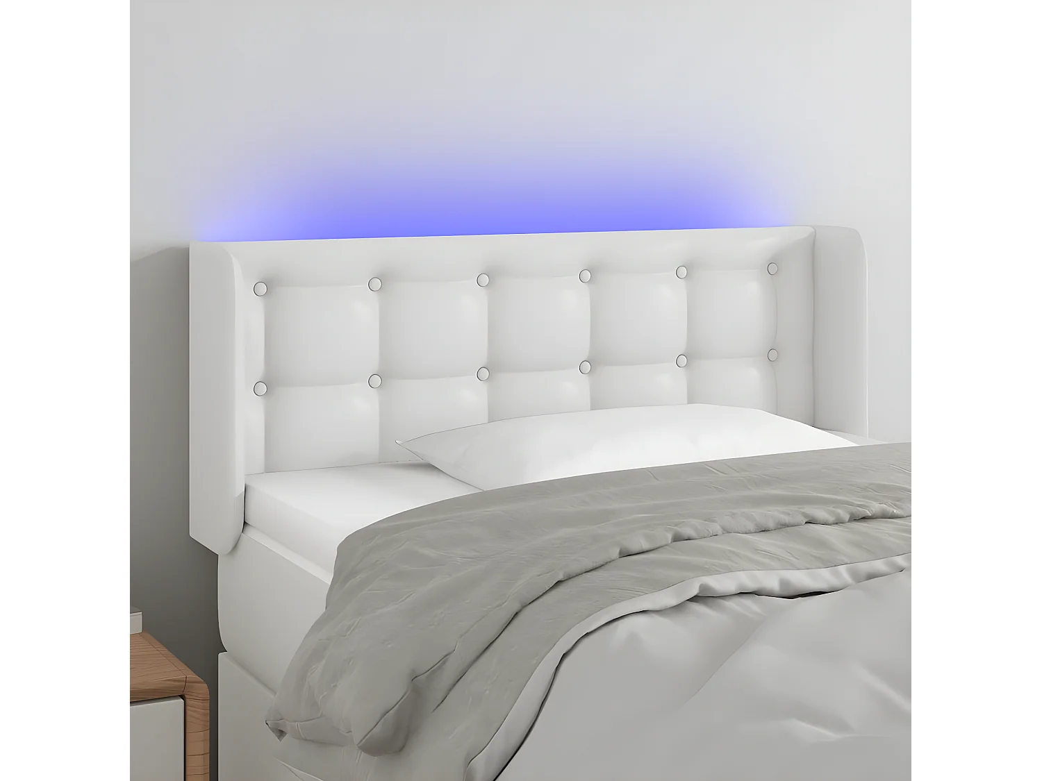 Tête de lit à LED Blanc 93x16x78/88 cm Similicuir POI32499 BonneVie Meuble