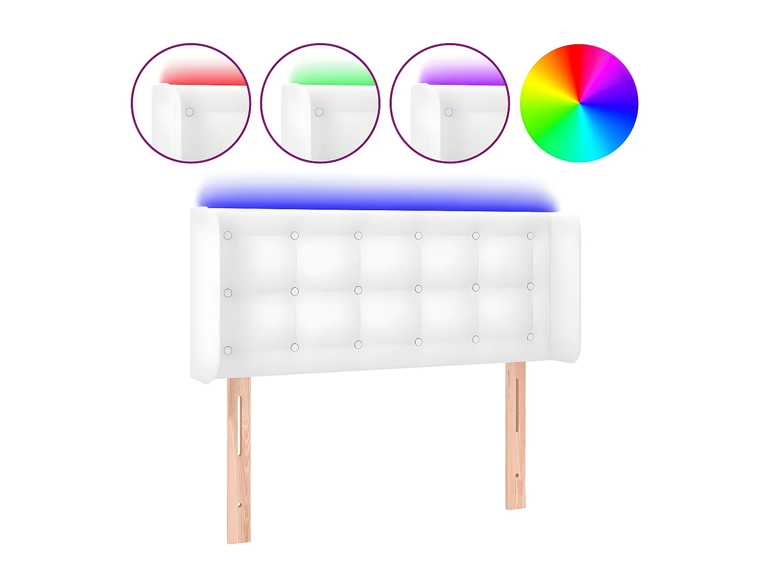 Testiera | Testata del letto a LED Bianca 93x16x78/88 cm in Similpelle