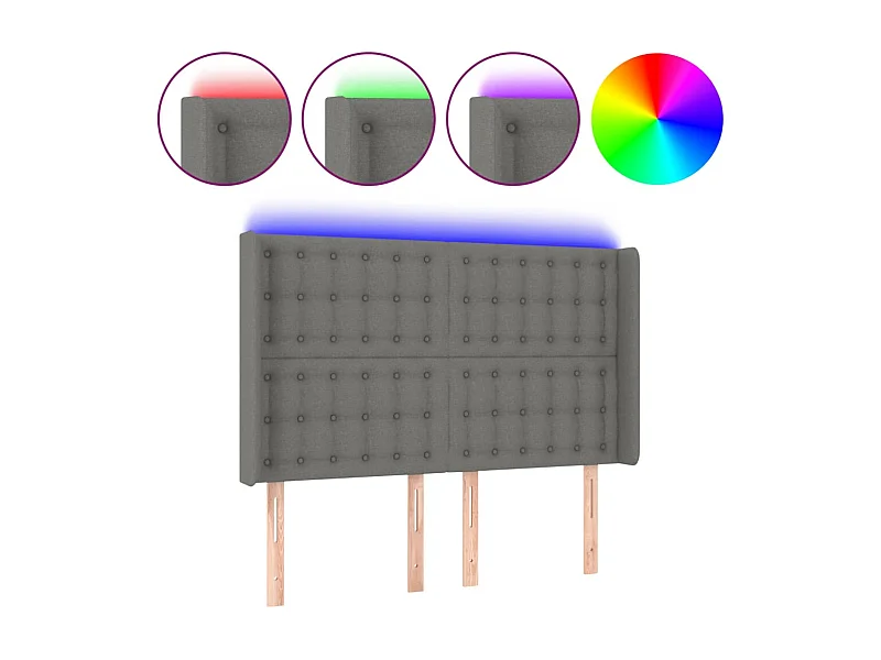 Tête de lit à LED Gris foncé 147x16x118,128 cm Tissu LKC69027 BonneVie Meuble