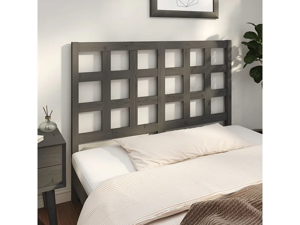 Tête de lit Gris 125,5x4x100 cm Bois massif de pin POI21788 BonneVie Meuble