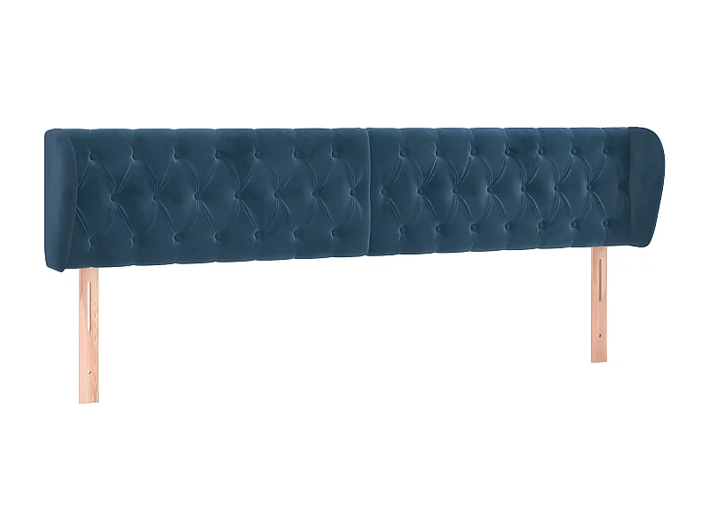 Tête de lit avec oreilles Bleu foncé 183x23x78/88 cm Velours POI81326 BonneVie Meuble
