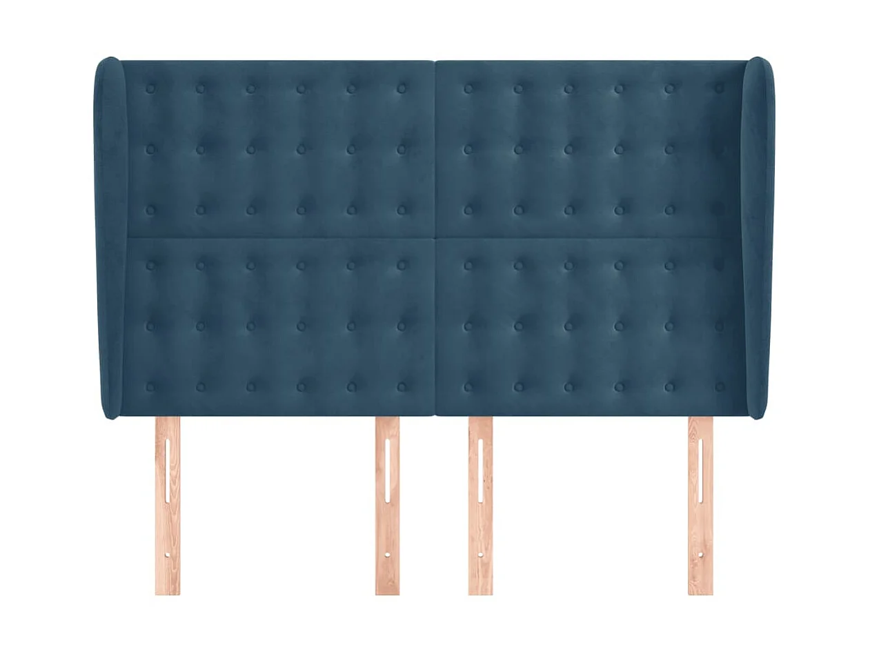 Tête de lit avec oreilles Bleu foncé 147x23x118/128 cm Velours POI58805 BonneVie Meuble