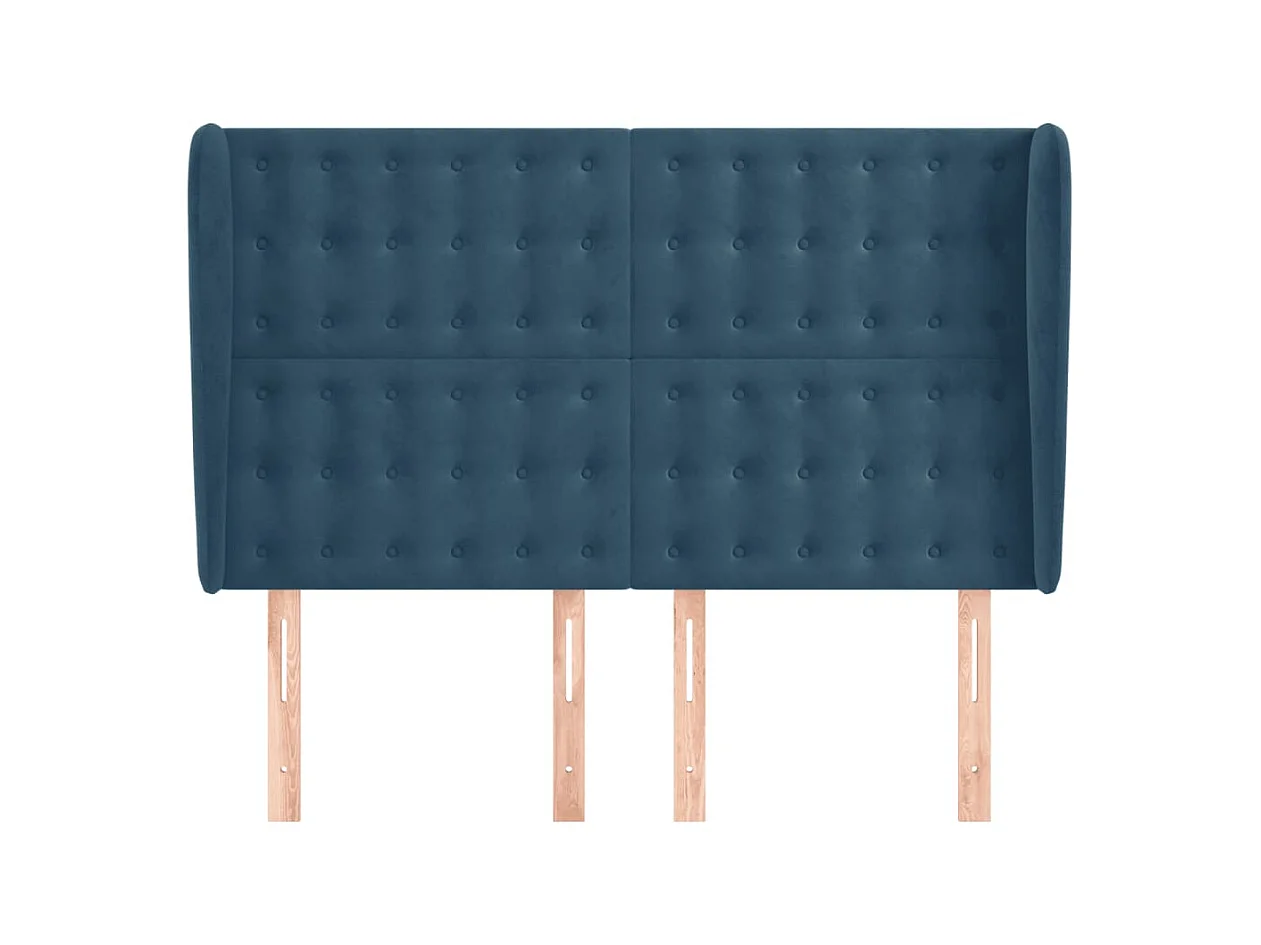 Cabecero con orejas de terciopelo azul oscuro 147x23x118/128 cm ES97311