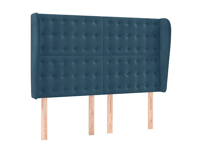 Tête de lit avec oreilles Bleu foncé 147x23x118/128 cm Velours POI58805 BonneVie Meuble