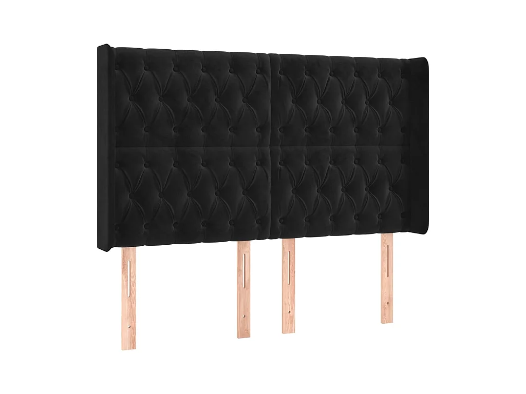 Testiera | Testata del letto ad Orecchio Nera 163x16x118/128 cm in Velluto