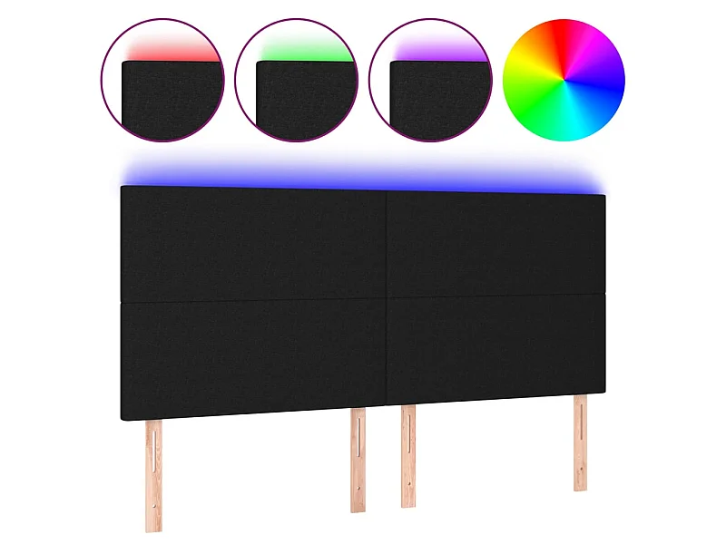 Tête de lit à LED Noir 200x5x118/128 cm Tissu POI85831 BonneVie Meuble