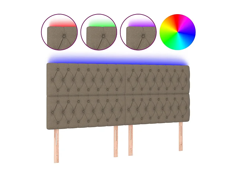 LED Kopfteil,Bettkopfteil Taupe 180x7x118/128 cm Stoff -gkd282958