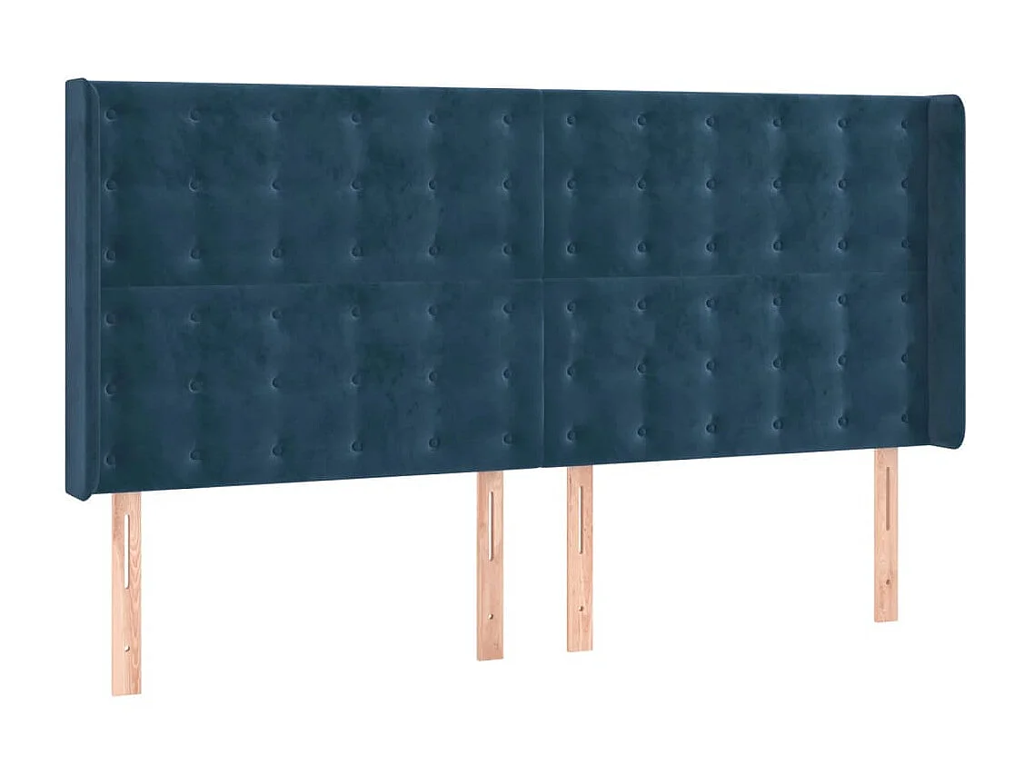 Cabeceira cama c/ luzes LED veludo 163x16x118/128cm azul-escuro PT462313