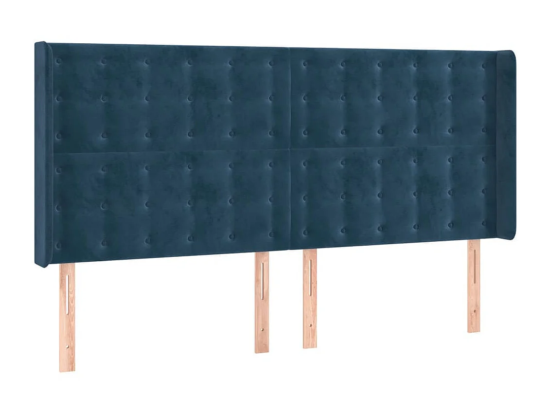 Tête de lit avec oreilles Bleu foncé 203x16x118,128 cm Velours LKC37306 BonneVie Meuble