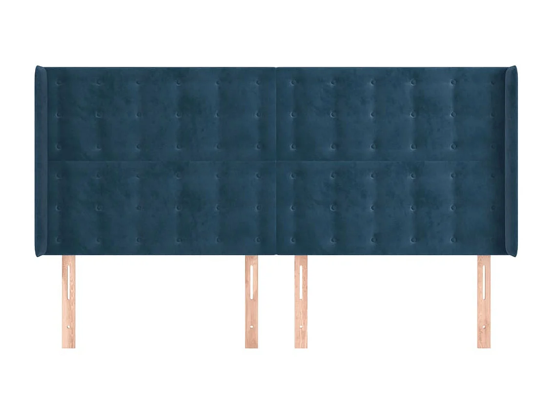 Tête de lit avec oreilles Bleu foncé 203x16x118,128 cm Velours LKC37306 BonneVie Meuble