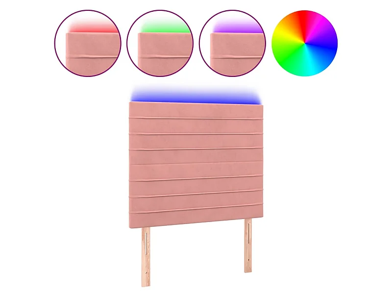 Hoofdbord LED 100x5x118/128 cm fluweel roze NL264208