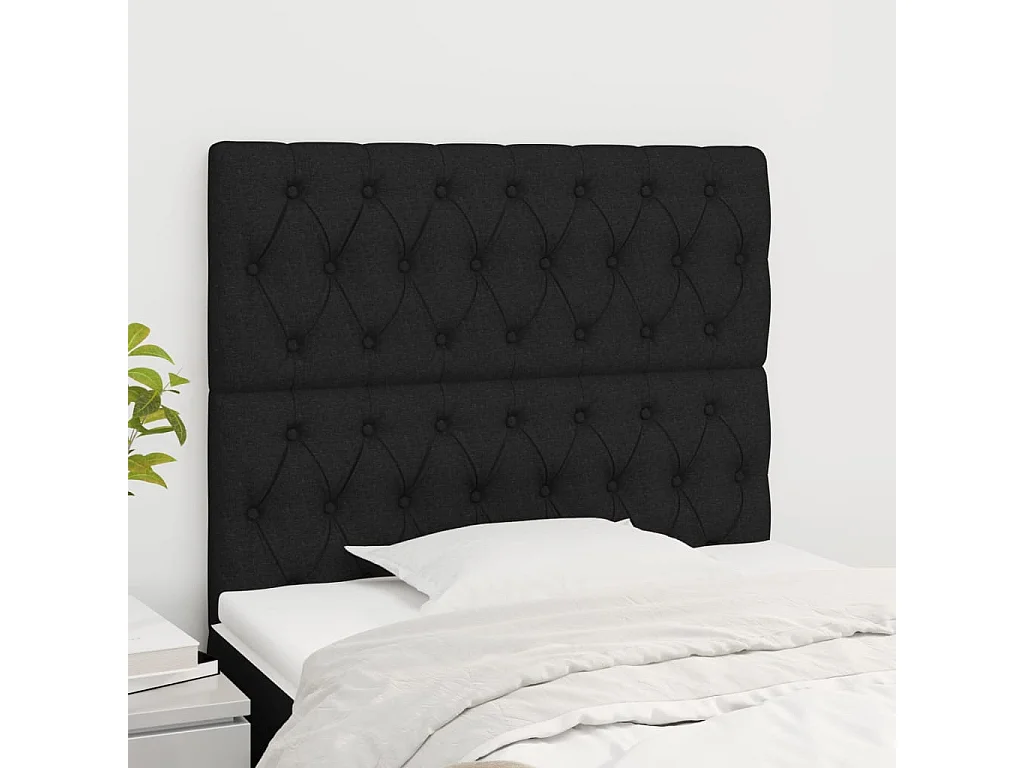 Têtes de lit 2 pcs Noir 90x7x78/88 cm Tissu POI31533 BonneVie Meuble