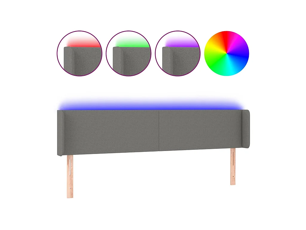 Testiera | Testata del letto a LED Grigio Scuro 163x16x78/88 cm in Tessuto