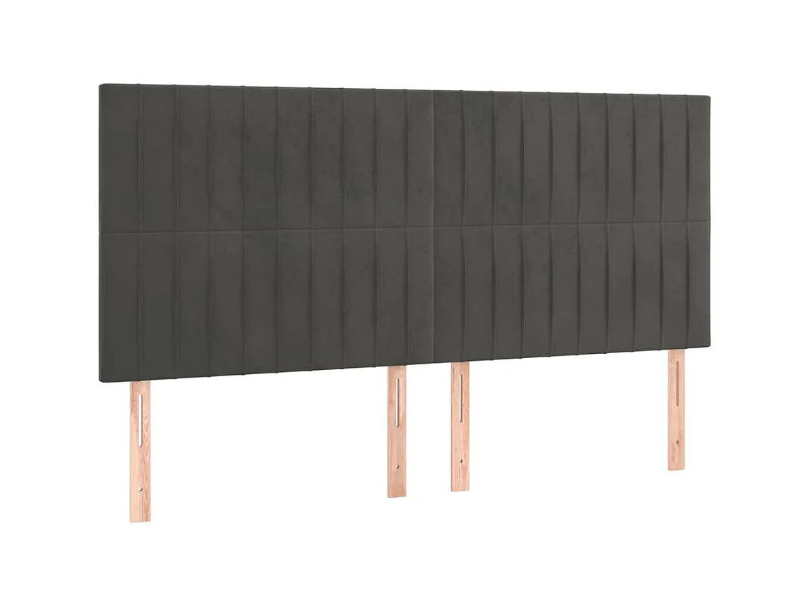 Testiere | Testate del letto 4 pz Grigio Scuro 90x5x78/88 cm in Velluto