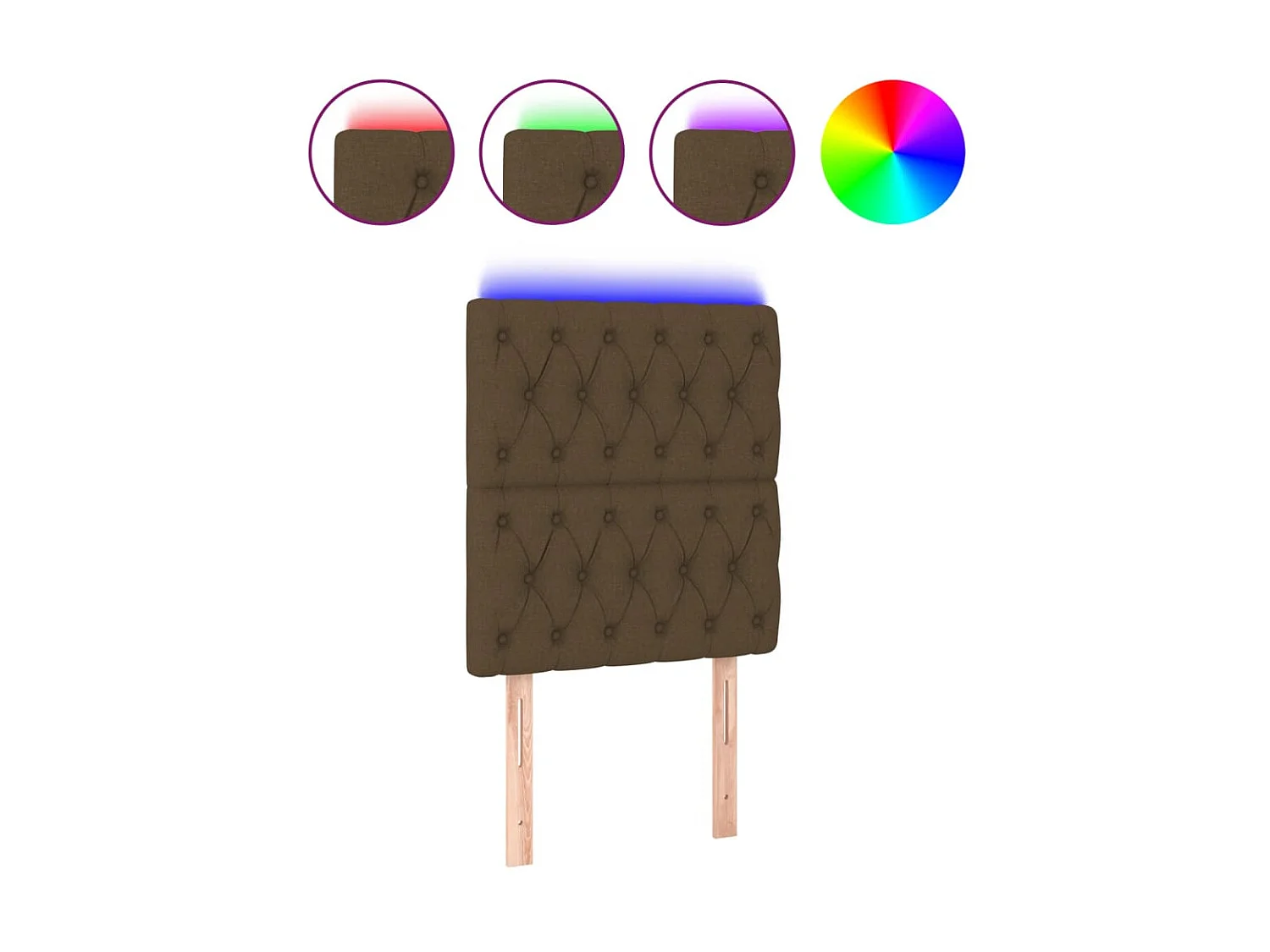 Testiera | Testata del letto a LED Marrone Scuro 80x7x118/128 cm in Tessuto