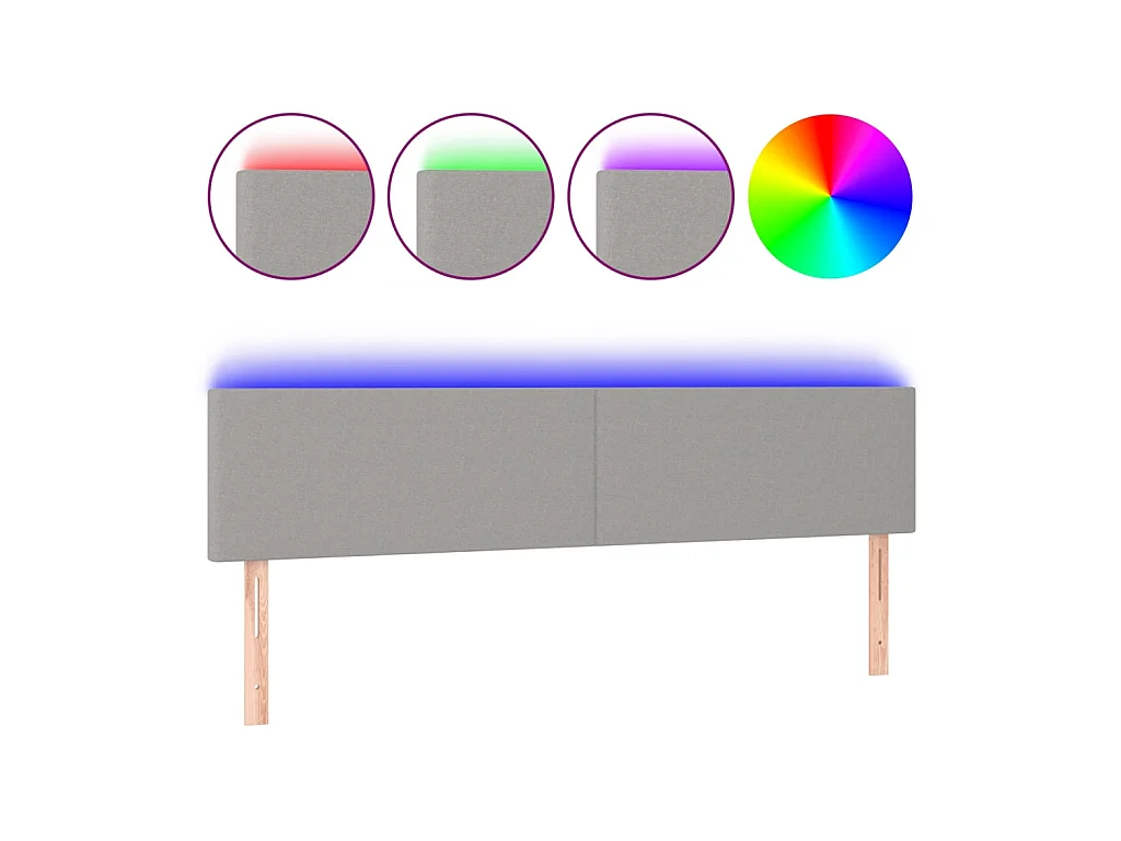 Testiera | Testata del letto a LED Grigio Chiaro 180x5x78/88 cm in Tessuto