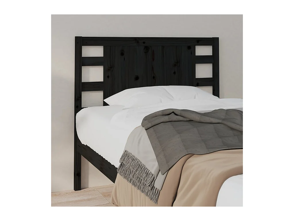 Cabeceira de cama 81x4x100 cm pinho maciço preto PT135762