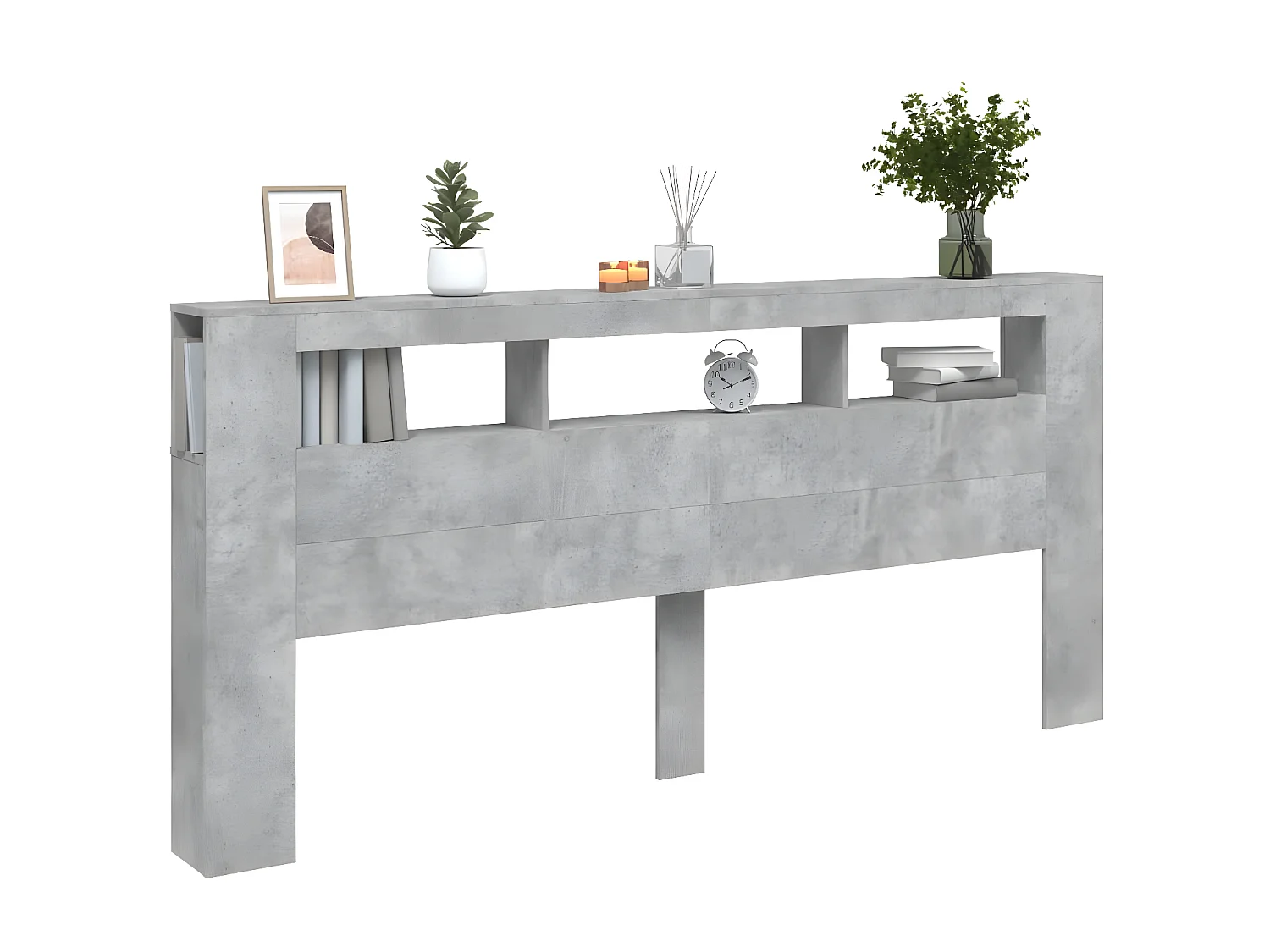 Hoofdeinde met LED 220x18,5x103,5 cm bewerkt hout betongrijs NL998595