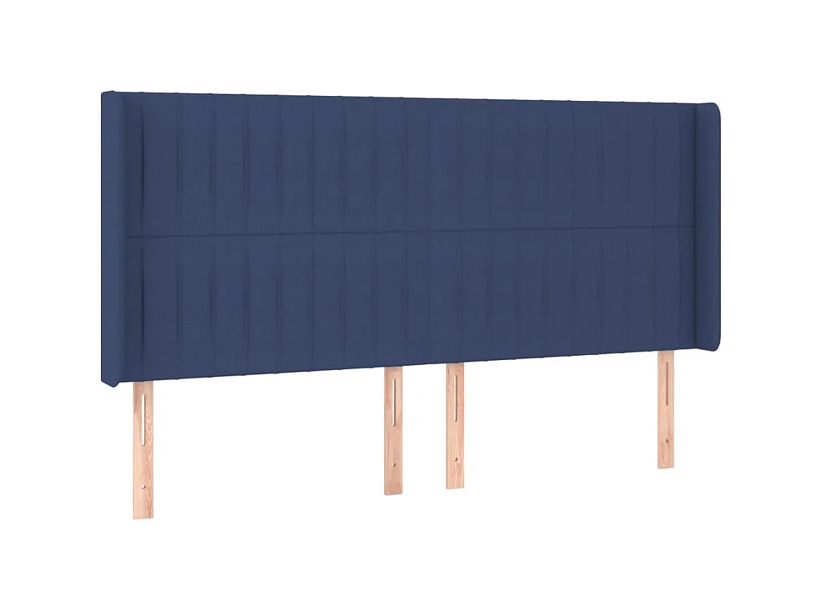 Tête de lit avec oreilles Bleu 183x16x118/128 cm Tissu POI12480 BonneVie Meuble