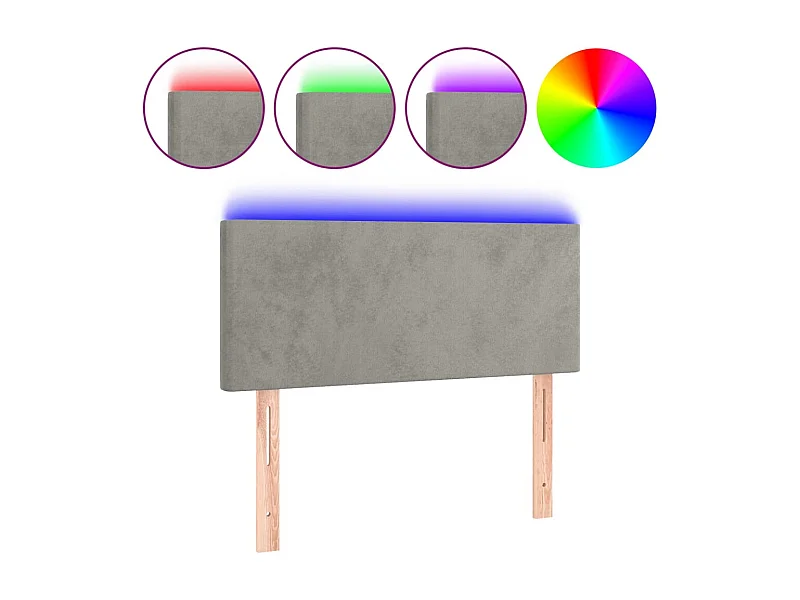 LED Kopfteil,Bettkopfteil Hellgrau 90x5x78/88 cm Samt -gkd564008