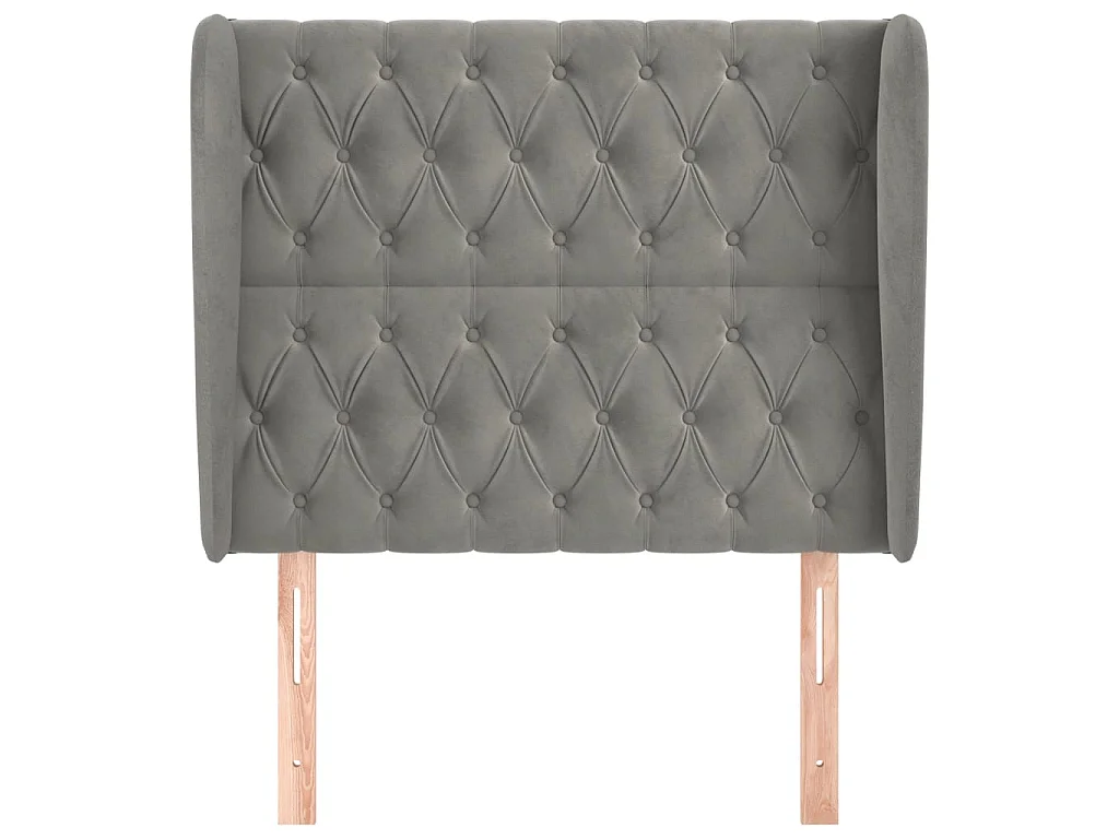 Tête de lit avec oreilles Gris clair 93x23x118,128 cm Velours LKC68134 BonneVie Meuble