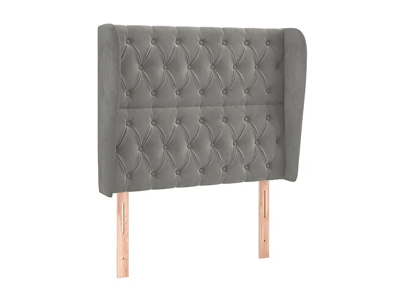 Tête de lit avec oreilles Gris clair 93x23x118,128 cm Velours LKC68134 BonneVie Meuble