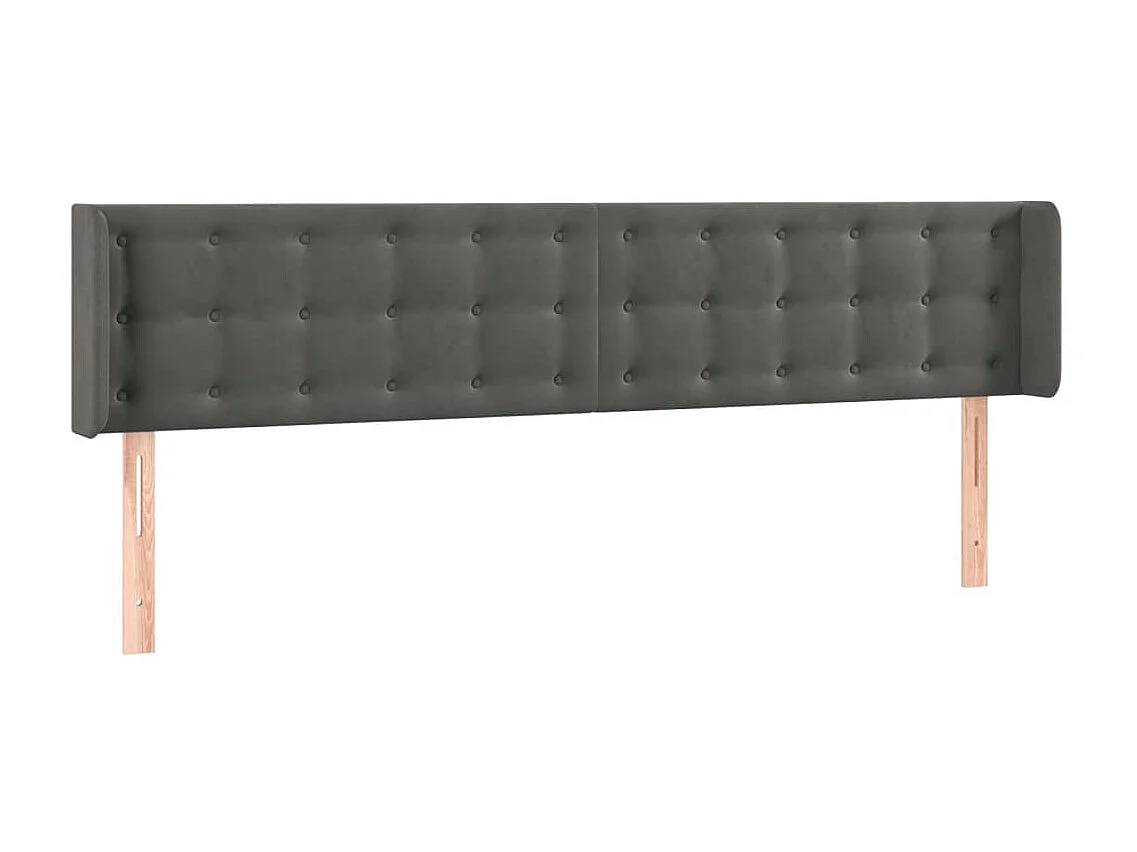 Tête de lit à LED Gris foncé 163x16x78/88 cm Velours POI70649 BonneVie Meuble