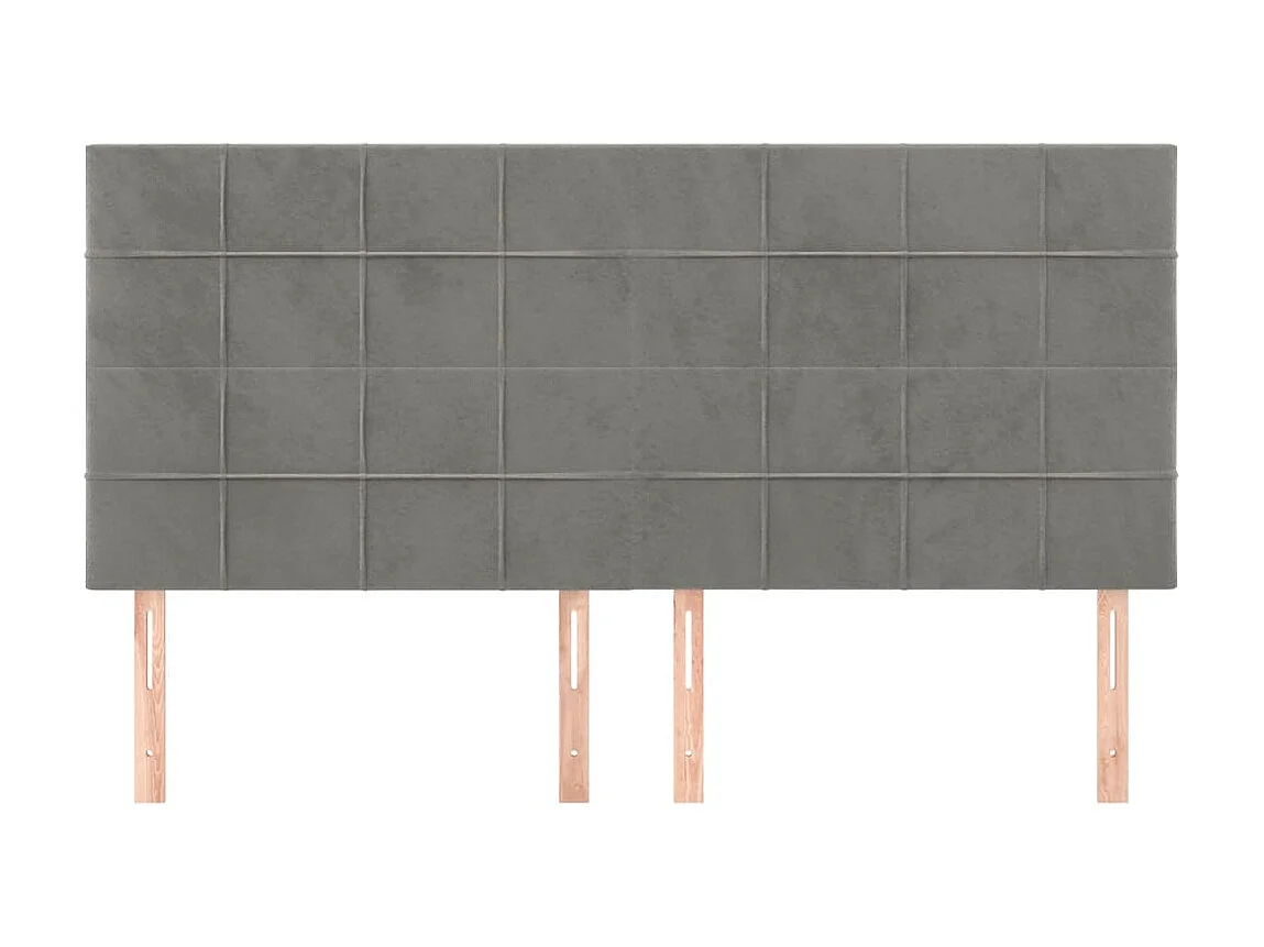 4 Pz Testiere Grigio Chiaro 100x5x78/88 cm in Velluto CFW998422