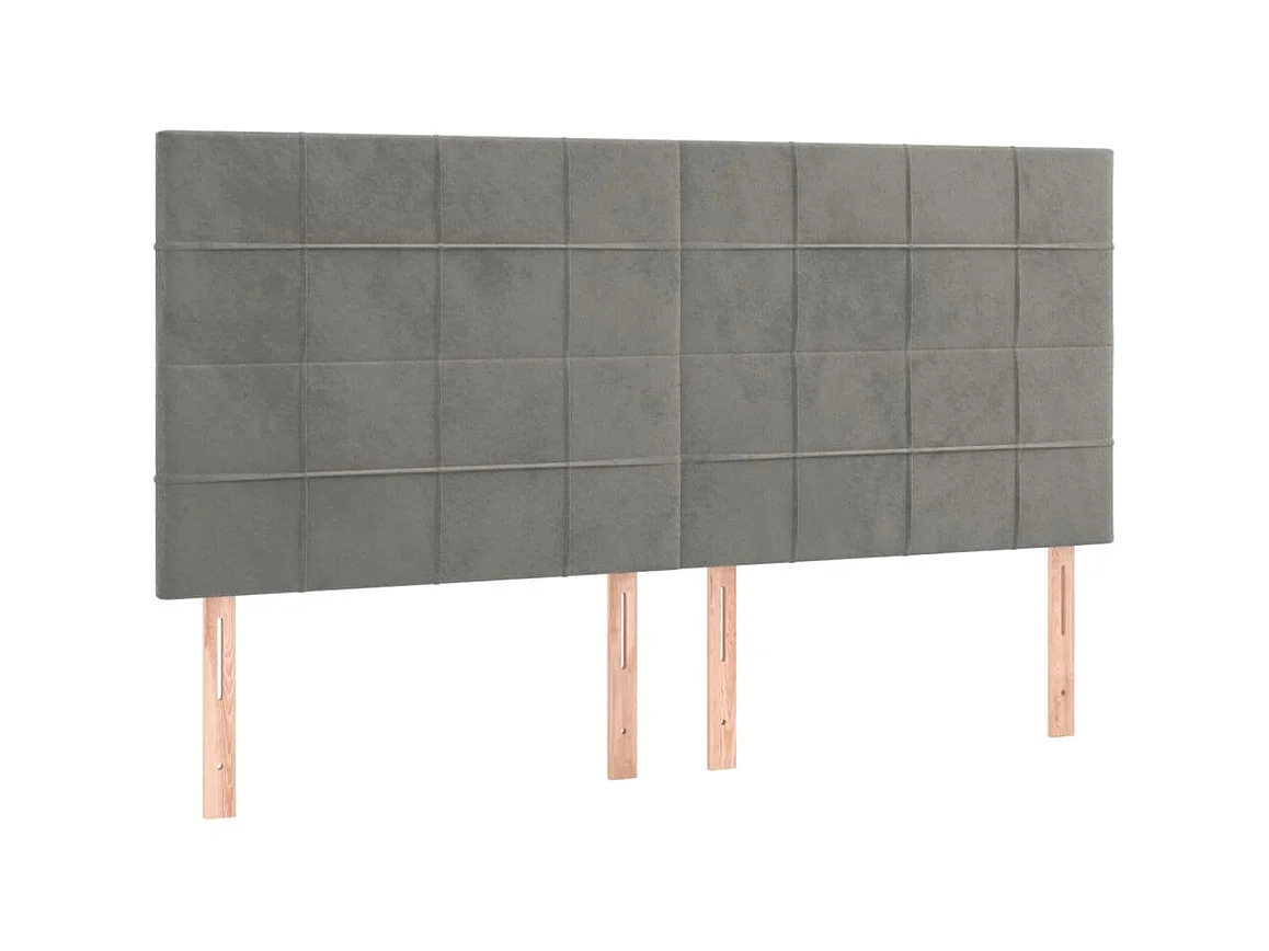 Têtes de lit 4 pcs Gris clair 100x5x78/88 cm Velours POI26404 BonneVie Meuble