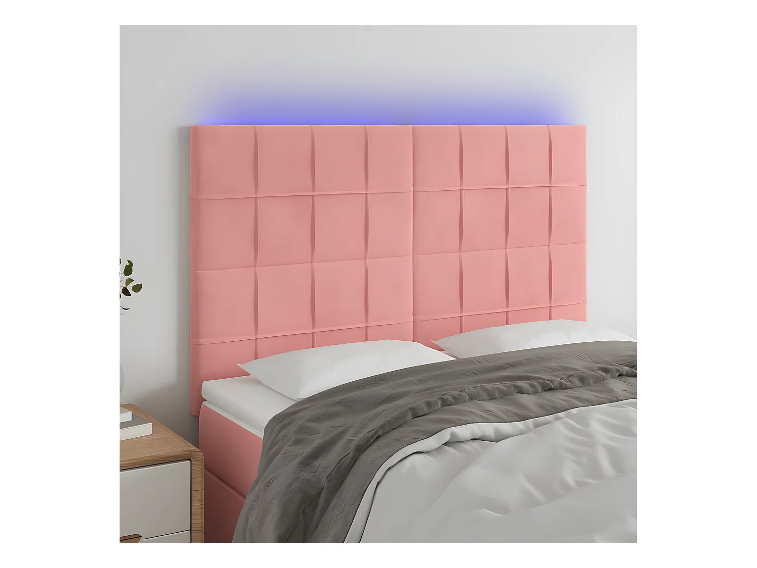 LED Kopfteil,Bettkopfteil Rosa 144x5x118/128 cm Samt -gkd191150