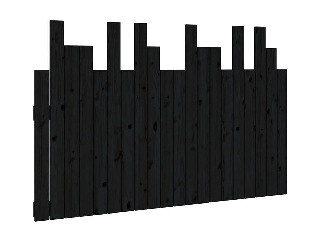 Cabecero de cama de pared madera maciza pino negro 127,5x3x80cm ES77814