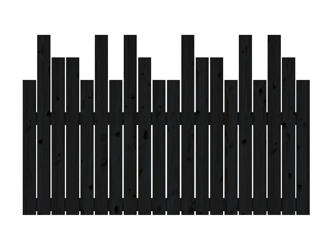 Cabecero de cama de pared madera maciza pino negro 127,5x3x80cm ES77814