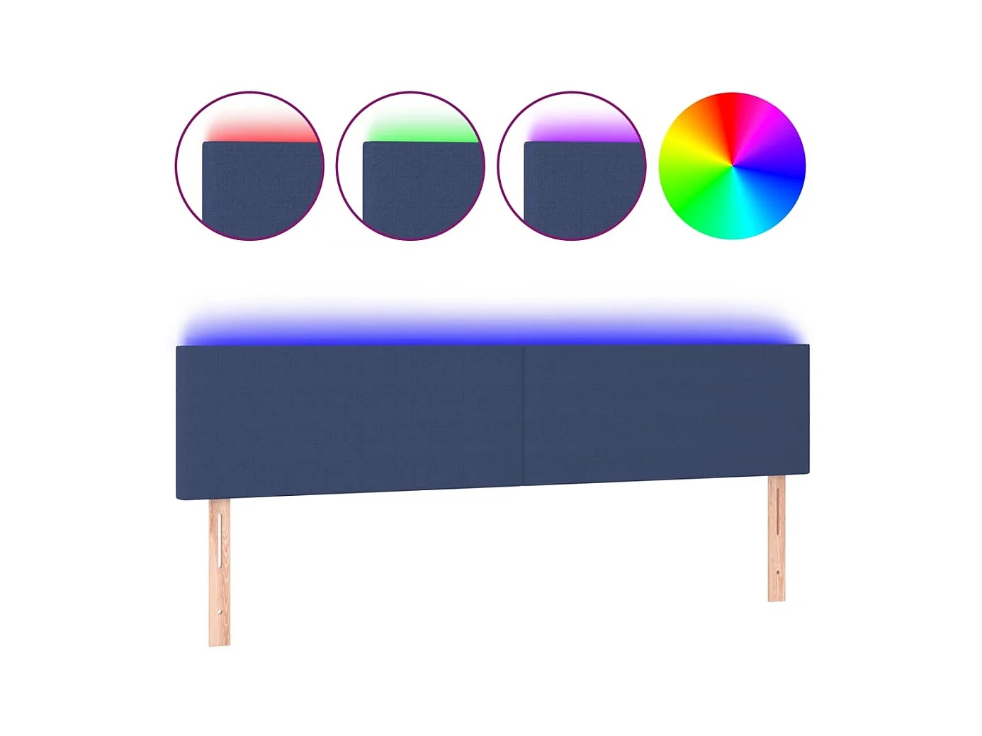 Tête de lit à LED Bleu 200x5x78/88 cm Tissu POI30497 BonneVie Meuble