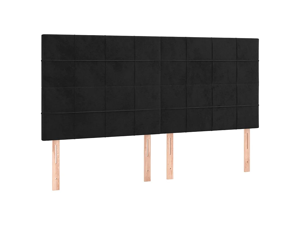 Têtes de lit 4 pcs Noir 90x5x78/88 cm Velours POI81239 BonneVie Meuble