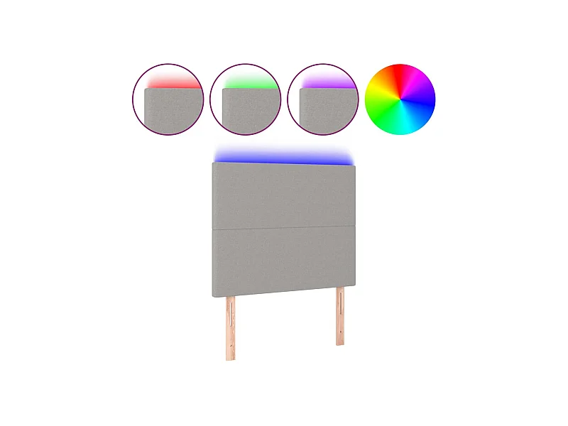 LED Kopfteil,Bettkopfteil Hellgrau 100x5x118/128 cm Stoff -gkd50186
