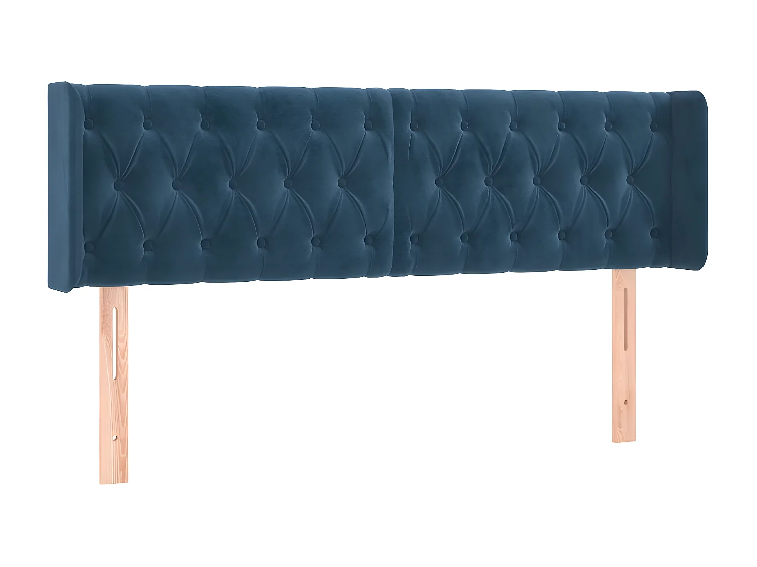 Cabeceira cama c/ luzes LED veludo 147x16x78/88 cm azul-escuro PT198794