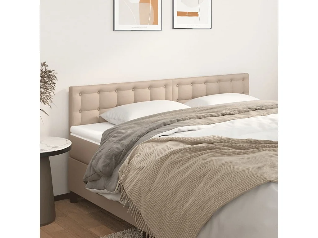 Cabeceira cama 2 pcs couro artificial 90x5x78/88 cm cappuccino PT871288