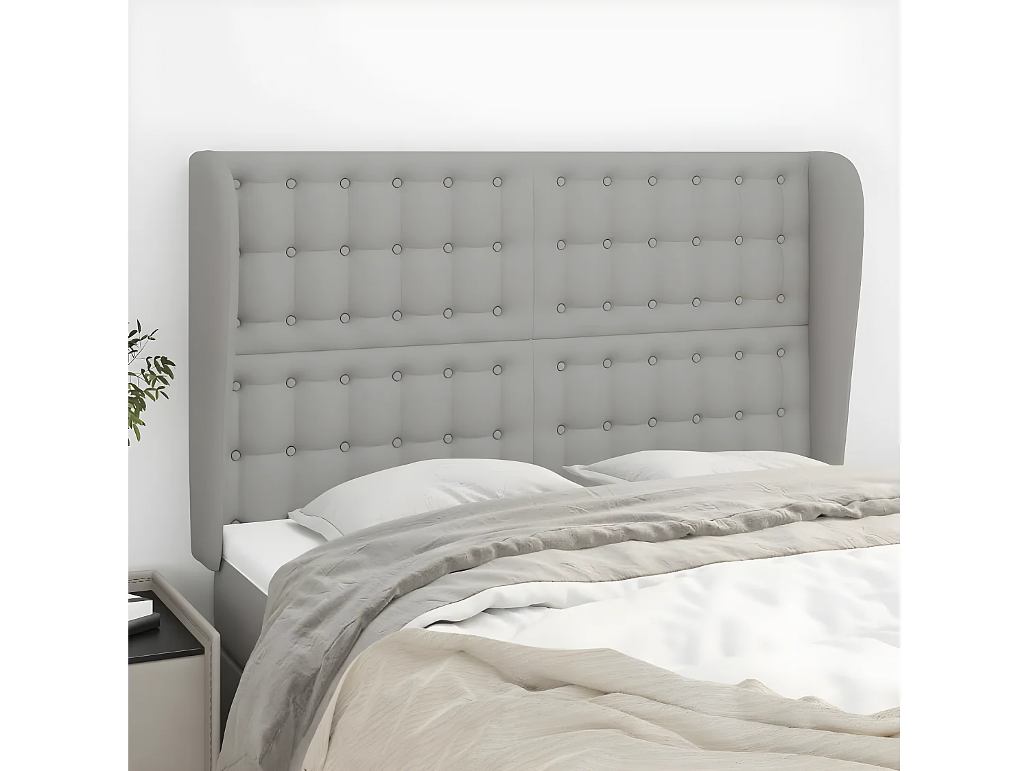 Tête de lit avec oreilles Gris clair 147x23x118,128 cm Tissu LKC64848 BonneVie Meuble