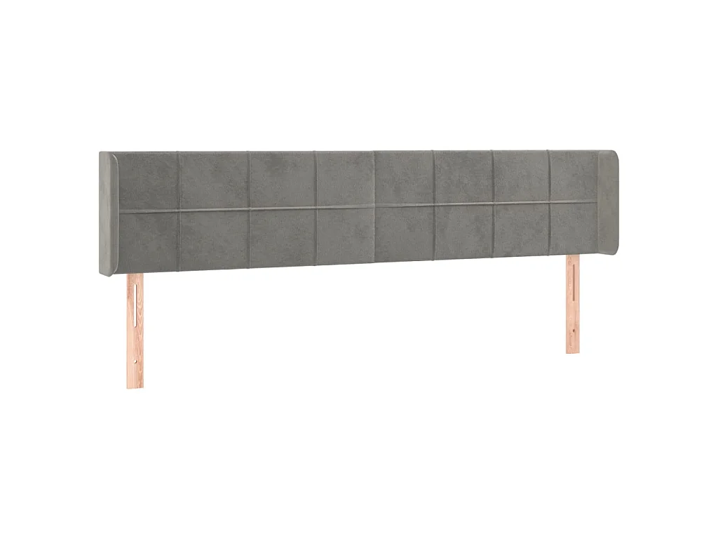 Tête de lit avec oreilles Gris clair 203x16x78/88 cm Velours POI28244 BonneVie Meuble