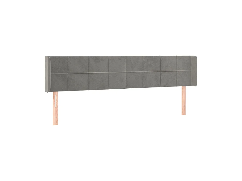 Cabeceira de cama c/ abas veludo 203x16x78/88 cm cinzento-claro PT382022