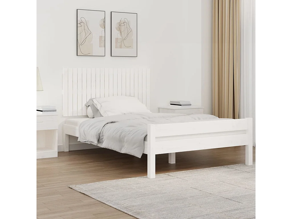Tête de lit murale Blanc 127,5x3x60 cm Bois massif de pin POI42025 BonneVie Meuble