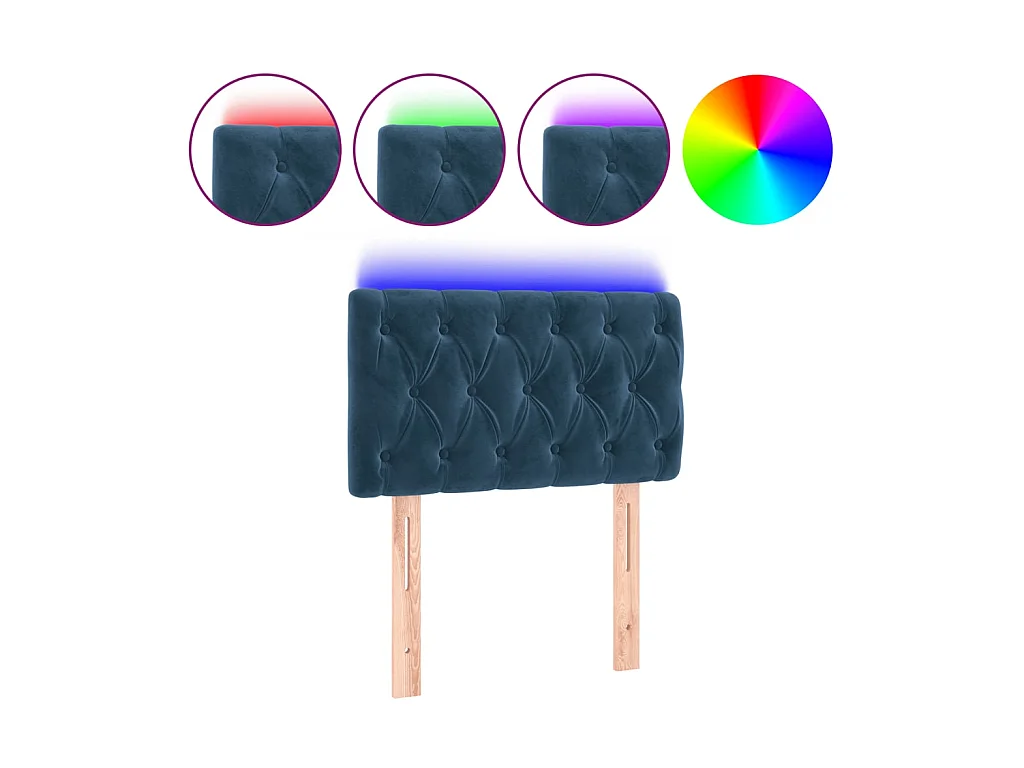 Tête de lit à LED Bleu foncé 80x7x78/88 cm Velours POI89309 BonneVie Meuble