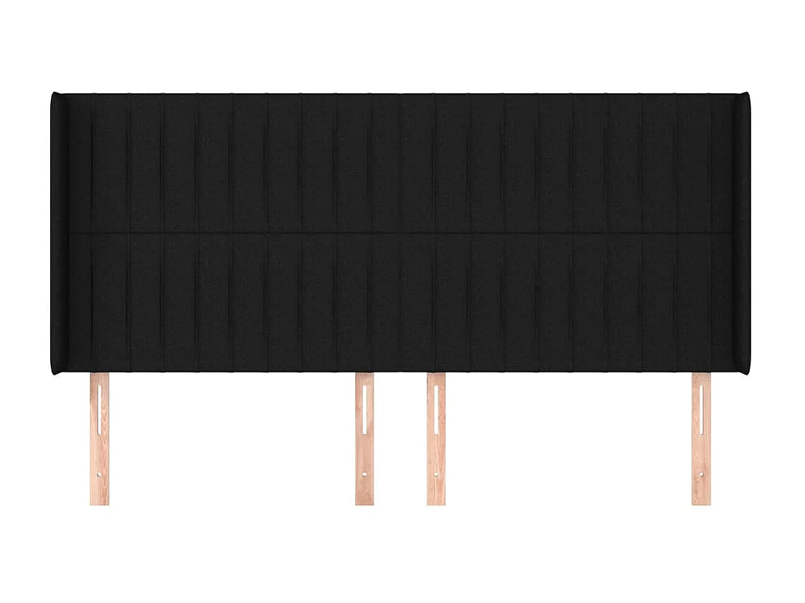 Tête de lit avec oreilles Noir 203x16x118/128 cm Tissu POI73130 BonneVie Meuble