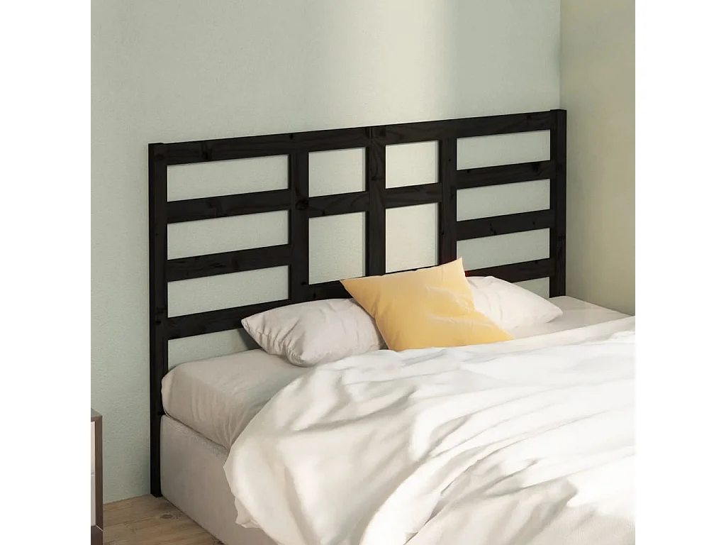 Tête de lit Noir 166x4x104 cm Bois massif de pin POI81103 BonneVie Meuble