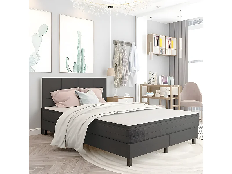 Tête de lit Gris foncé Tissu 160x200 cm  POI81427 BonneVie Meuble