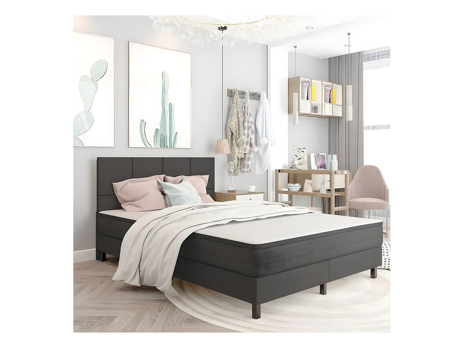 Testiera | Testata del letto Letto Grigio Scuro in Tessuto 160x200 cm